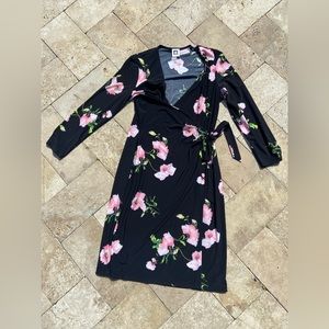 Black Floral 3/4 Sleeve Dress